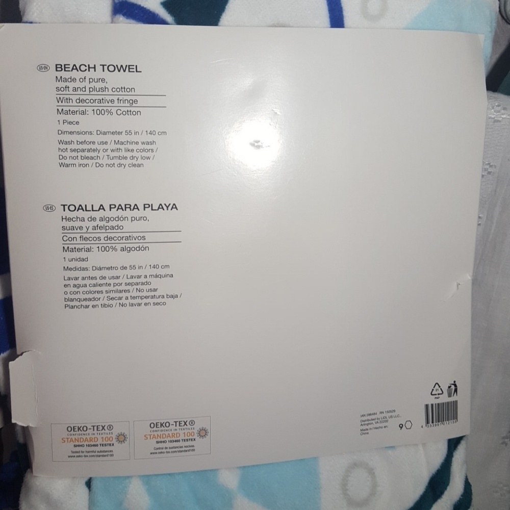 NWT 100% Cotton Round Beach Towel 55in Diameter💙 - Picture 5 of 6